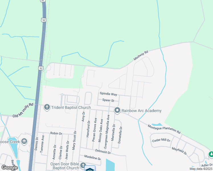 map of restaurants, bars, coffee shops, grocery stores, and more near 267 Loocock Drive in Goose Creek