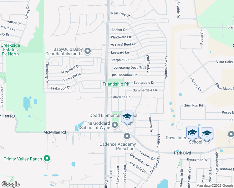 map of restaurants, bars, coffee shops, grocery stores, and more near 1500 Bankston Drive in Wylie