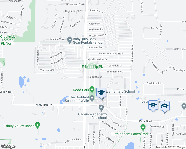 map of restaurants, bars, coffee shops, grocery stores, and more near 1504 Bankston Drive in Wylie