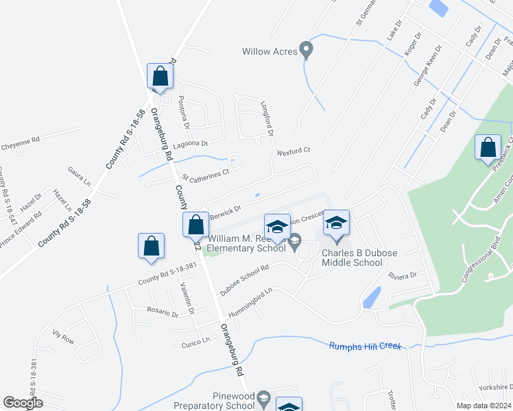 map of restaurants, bars, coffee shops, grocery stores, and more near 215 Berwick Drive in Summerville