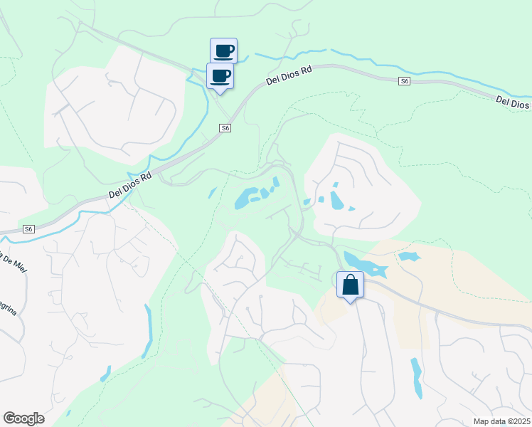 map of restaurants, bars, coffee shops, grocery stores, and more near 17216 Turf Club Drive in San Diego