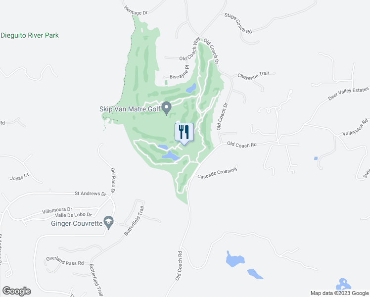map of restaurants, bars, coffee shops, grocery stores, and more near 17750 Old Coach Road in Poway