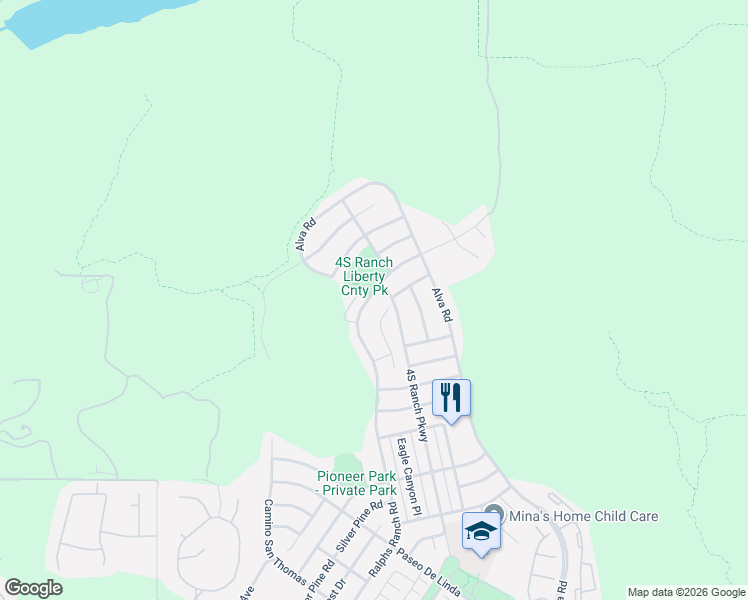 map of restaurants, bars, coffee shops, grocery stores, and more near 10512 Hedera Hills Road in San Diego