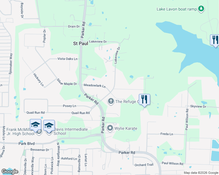 map of restaurants, bars, coffee shops, grocery stores, and more near 1413 Lakeview Drive in Saint Paul
