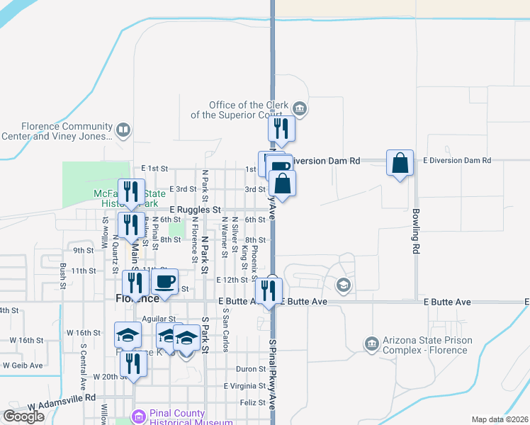map of restaurants, bars, coffee shops, grocery stores, and more near 444 Ruggles Street in Florence
