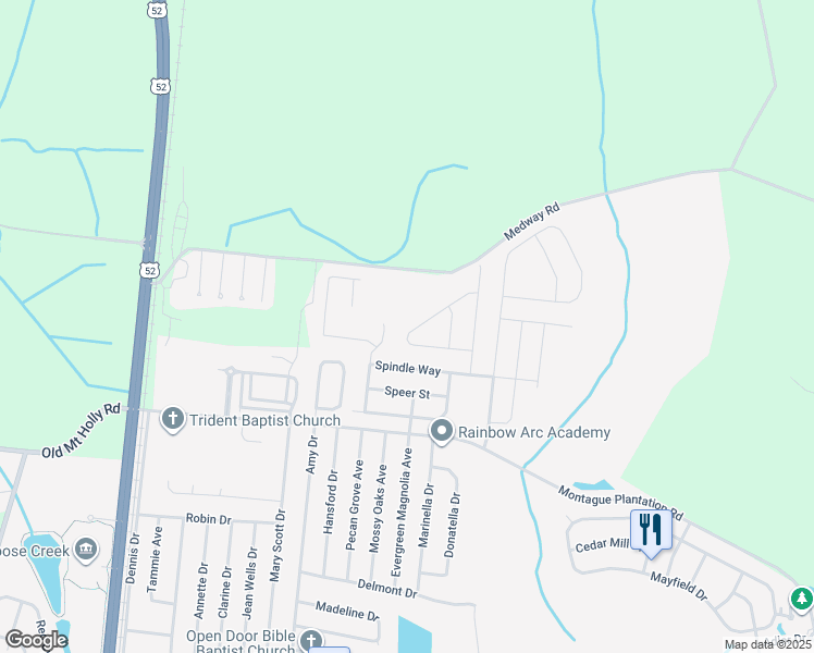 map of restaurants, bars, coffee shops, grocery stores, and more near 267 Loocock Drive in Goose Creek