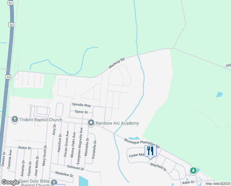 map of restaurants, bars, coffee shops, grocery stores, and more near 406 Philbrick Drive in Goose Creek