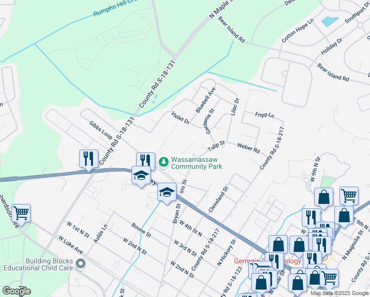 map of restaurants, bars, coffee shops, grocery stores, and more near 651 Wassamassaw Road in Summerville