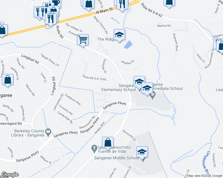 map of restaurants, bars, coffee shops, grocery stores, and more near 119 Harold Drive in Summerville