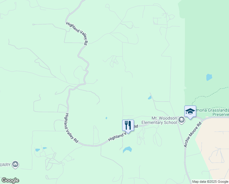 map of restaurants, bars, coffee shops, grocery stores, and more near 16784 Highland Valley Road in Ramona