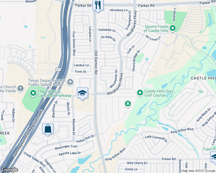 map of restaurants, bars, coffee shops, grocery stores, and more near 868 Winchester Dr in Lewisville
