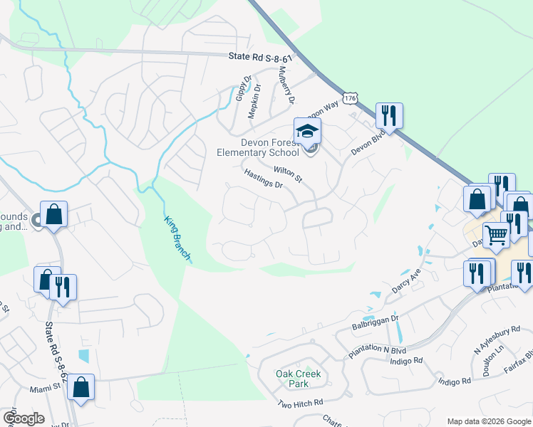 map of restaurants, bars, coffee shops, grocery stores, and more near 101 Kingsbridge Drive in Goose Creek