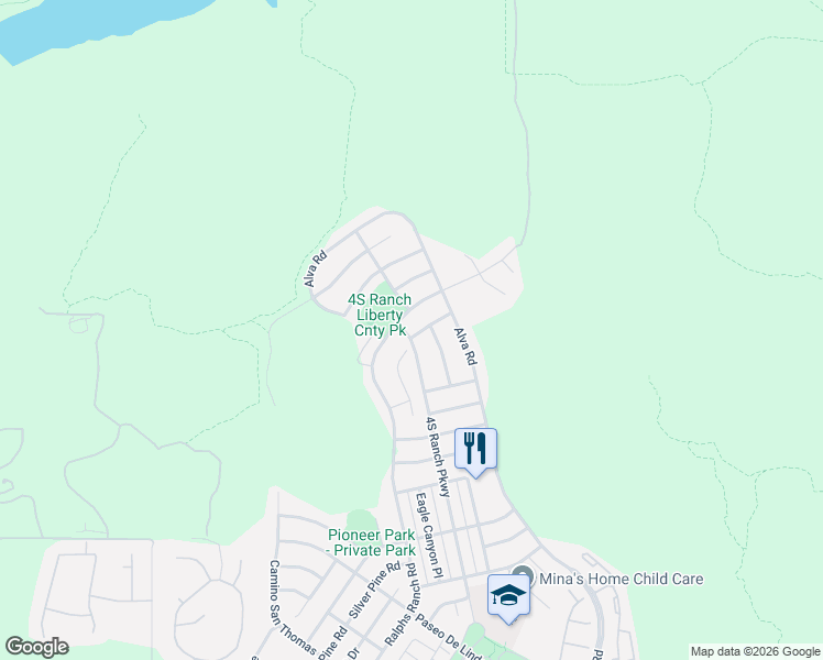 map of restaurants, bars, coffee shops, grocery stores, and more near 10512 Hedera Hills Road in San Diego