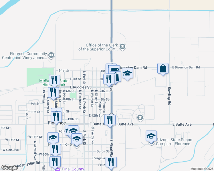 map of restaurants, bars, coffee shops, grocery stores, and more near 444 Ruggles Street in Florence