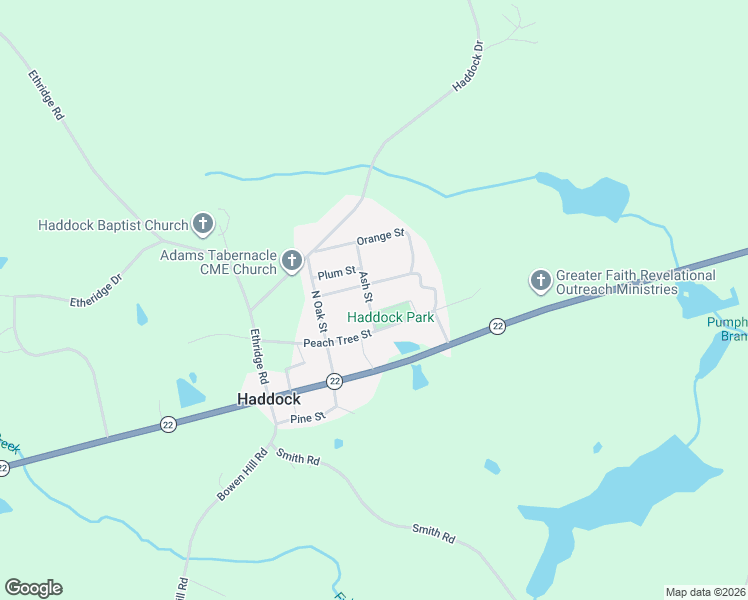 map of restaurants, bars, coffee shops, grocery stores, and more near 130-138 Ash Street in Haddock