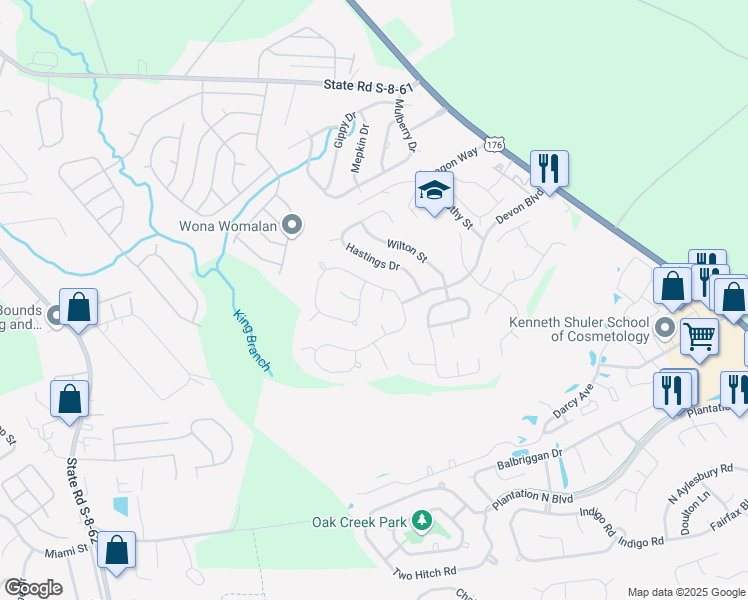 map of restaurants, bars, coffee shops, grocery stores, and more near 205 Lynton Court in Goose Creek