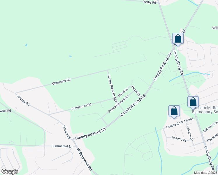 map of restaurants, bars, coffee shops, grocery stores, and more near 155 County Road S-18-547 in Summerville