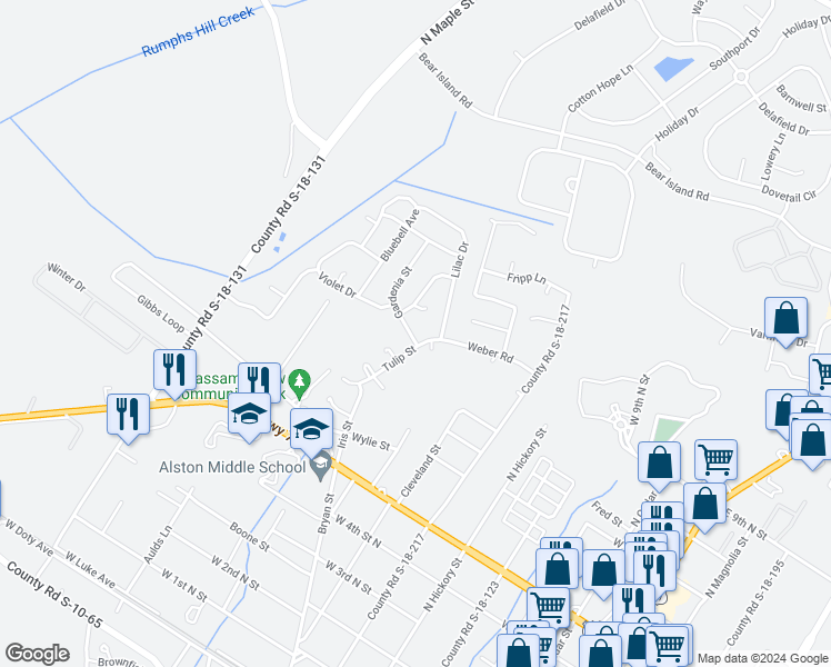 map of restaurants, bars, coffee shops, grocery stores, and more near 103 Gardenia Street in Summerville