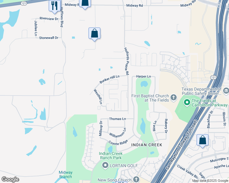 map of restaurants, bars, coffee shops, grocery stores, and more near 81 Oak Tree Estates Mobile Home Park in Lewisville