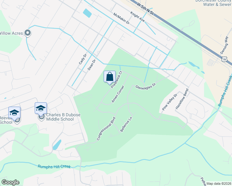map of restaurants, bars, coffee shops, grocery stores, and more near 324 Prestwick Court in Summerville