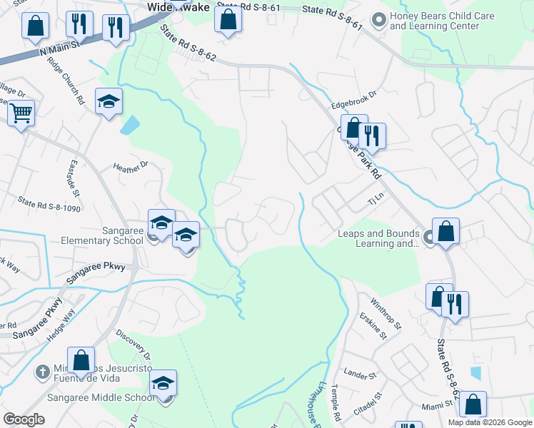 map of restaurants, bars, coffee shops, grocery stores, and more near 138 Tabby Creek Circle in Summerville