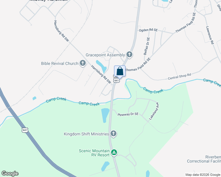 map of restaurants, bars, coffee shops, grocery stores, and more near 100 Baywood Street Southwest in Milledgeville