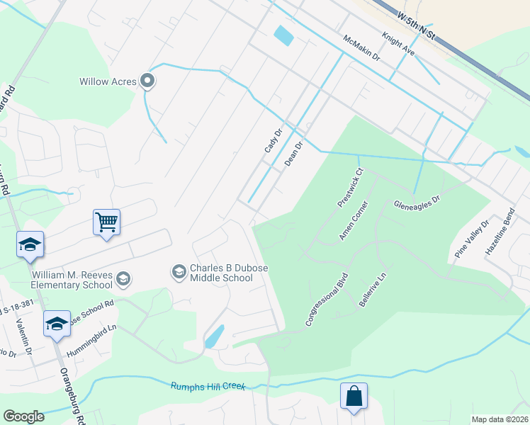 map of restaurants, bars, coffee shops, grocery stores, and more near 211 Dean Drive in Summerville