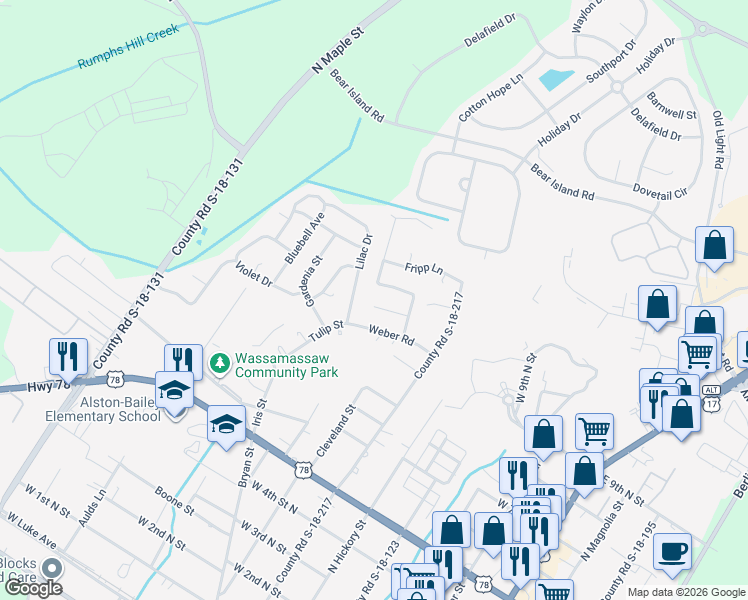 map of restaurants, bars, coffee shops, grocery stores, and more near 111 Lilac Drive in Summerville
