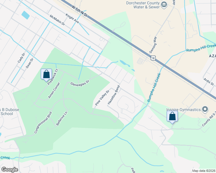 map of restaurants, bars, coffee shops, grocery stores, and more near 127 Pine Valley Drive in Summerville