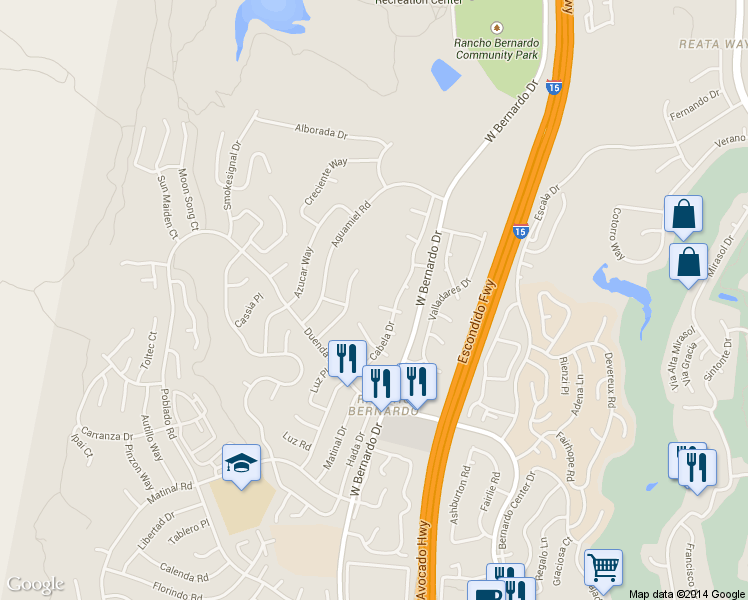 map of restaurants, bars, coffee shops, grocery stores, and more near 11456 Palito Ct in San Diego