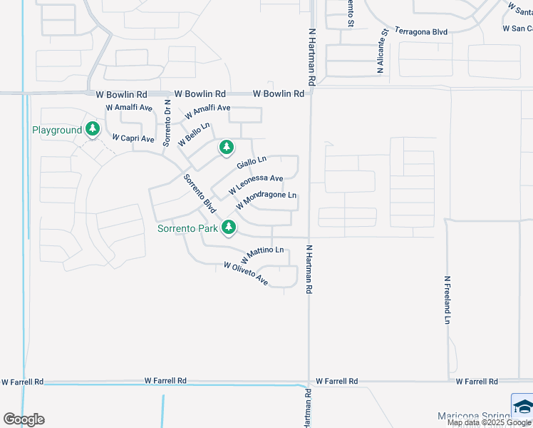 map of restaurants, bars, coffee shops, grocery stores, and more near 36941 West Mediterranean Way in Maricopa