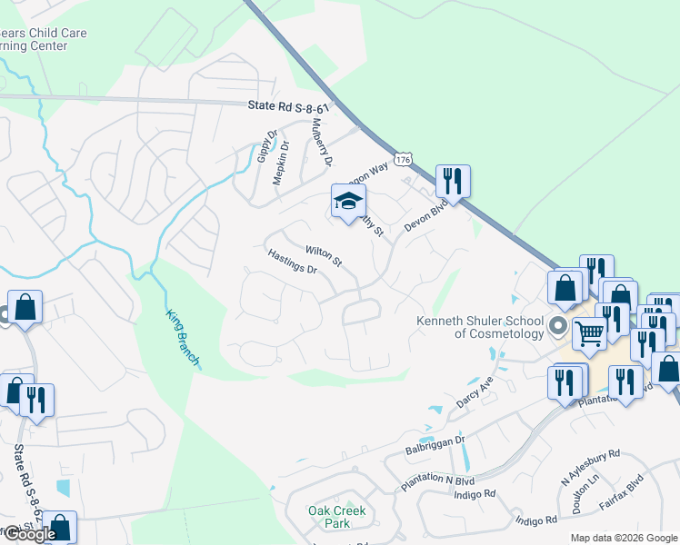 map of restaurants, bars, coffee shops, grocery stores, and more near 113 Wilton Street in Goose Creek