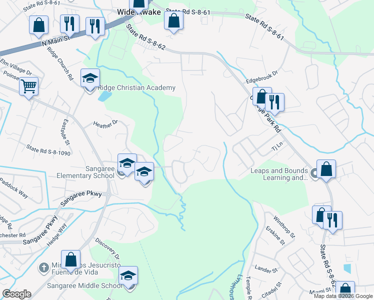 map of restaurants, bars, coffee shops, grocery stores, and more near 105 Douglas Pl in Summerville