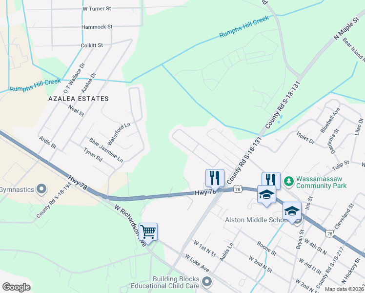 map of restaurants, bars, coffee shops, grocery stores, and more near 217 Winter Drive in Summerville