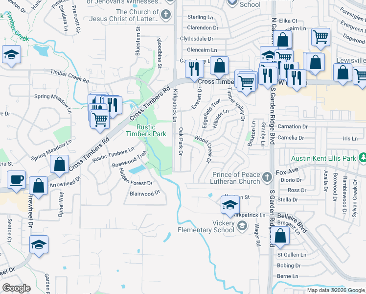 map of restaurants, bars, coffee shops, grocery stores, and more near 1041 Laurel Oak Drive in Flower Mound