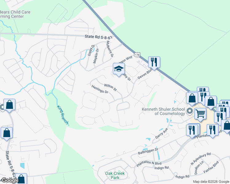 map of restaurants, bars, coffee shops, grocery stores, and more near 113 Wilton Street in Goose Creek