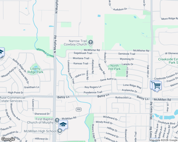 map of restaurants, bars, coffee shops, grocery stores, and more near 1230 Iowa Road in Murphy