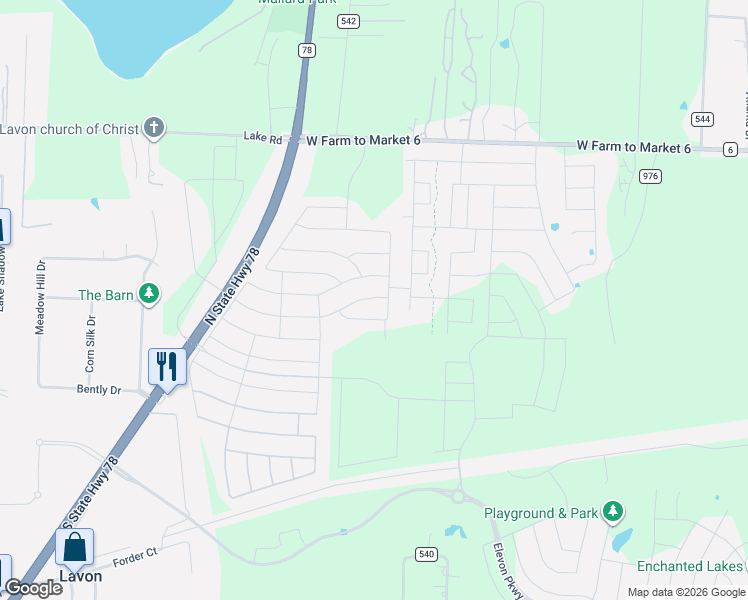 map of restaurants, bars, coffee shops, grocery stores, and more near 78 Texas 78 in Nevada