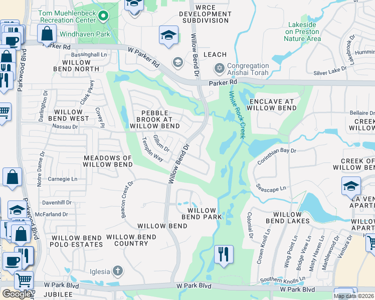 map of restaurants, bars, coffee shops, grocery stores, and more near 5549 Ash Creek Ln in Plano