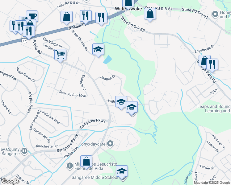 map of restaurants, bars, coffee shops, grocery stores, and more near 104 Kirk Court in Summerville