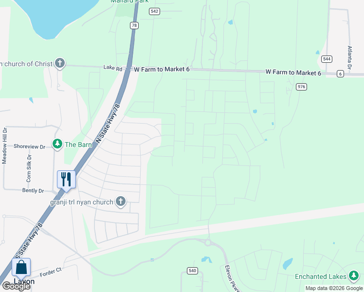 map of restaurants, bars, coffee shops, grocery stores, and more near 1471 Farm to Market 6 in Nevada