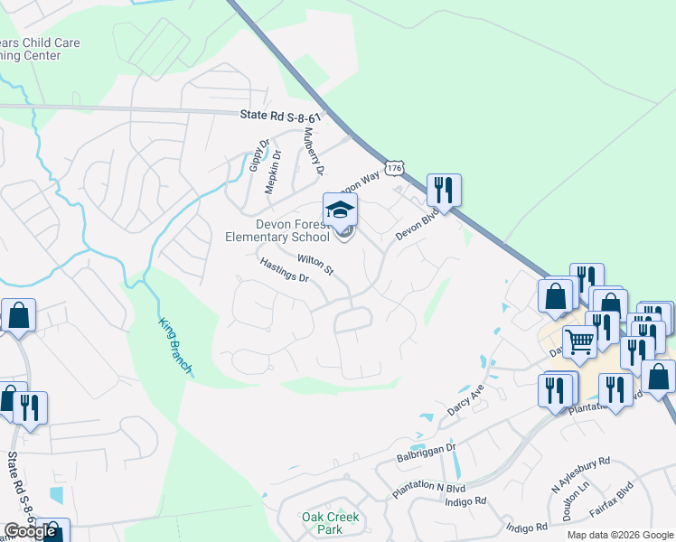 map of restaurants, bars, coffee shops, grocery stores, and more near 113 Wilton Street in Goose Creek