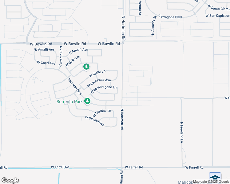 map of restaurants, bars, coffee shops, grocery stores, and more near 36793 West Mediterranean Way in Maricopa
