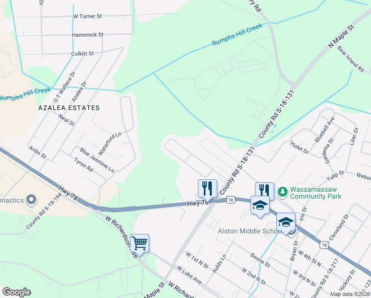 map of restaurants, bars, coffee shops, grocery stores, and more near 217 Winter Drive in Summerville