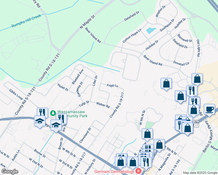 map of restaurants, bars, coffee shops, grocery stores, and more near 127 Pawley Drive in Summerville