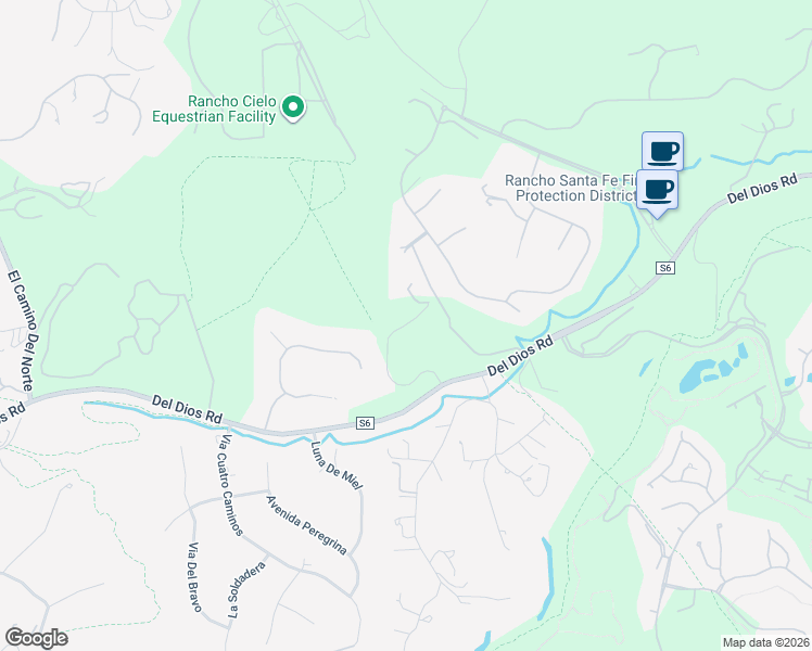 map of restaurants, bars, coffee shops, grocery stores, and more near 7722 Rancho Santa Fe View Court in Rancho Santa Fe