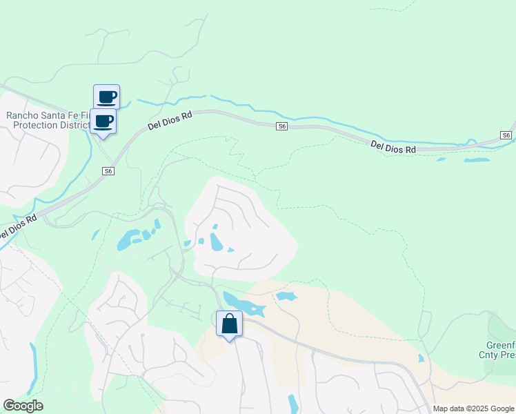 map of restaurants, bars, coffee shops, grocery stores, and more near 17075 San Antonio Rose Court in San Diego