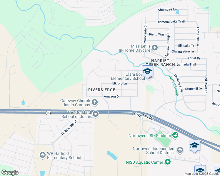 map of restaurants, bars, coffee shops, grocery stores, and more near 1325 Castlegar Lane in Justin