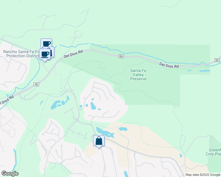 map of restaurants, bars, coffee shops, grocery stores, and more near 17087 San Antonio Rose Court in San Diego