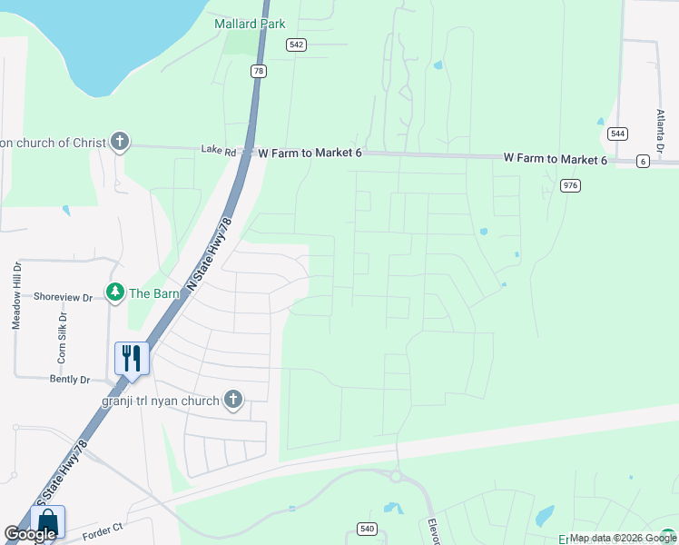 map of restaurants, bars, coffee shops, grocery stores, and more near 1474 Farm to Market 6 in Nevada